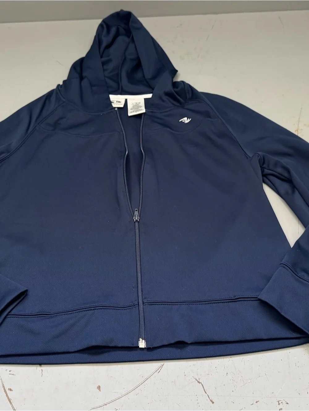 Athletic Works Navy Full-Zip Hooded Windbreaker Spring Jacket size large